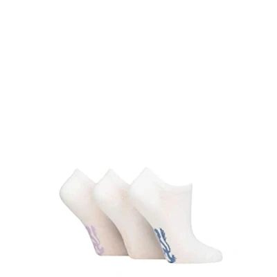 Image of Women&#039;s 3 Pair Pringle Plain and Patterned Cotton Trainer Socks Lion White / Lilac 4 8