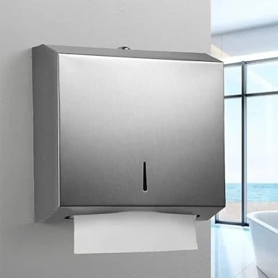 Image of NICEME Paper Towel Dispenser, Stainless Steel Lockable, Wall Mounted Tissue for Folded Towels 250 to 400