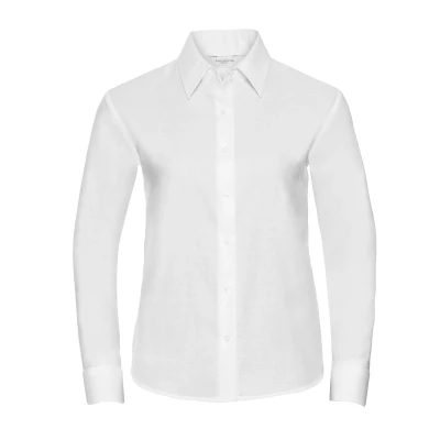 Image of Russell Athletic Collection Womens Oxford Long Sleeved Shirt (White) Size 4XL