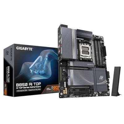 Image of GIGABYTE B850 AI TOP Motherboard AMD Ryzen 9000 Series CPUs, 16+2+2 Phases Digital VRM, up to 8600MHz DDR5 (OC), 2xPCIe 5.0 + 1xPCIe 4.0 M.2, 10 LAN, WIFI 7, USB 3.2 Gen 2x2