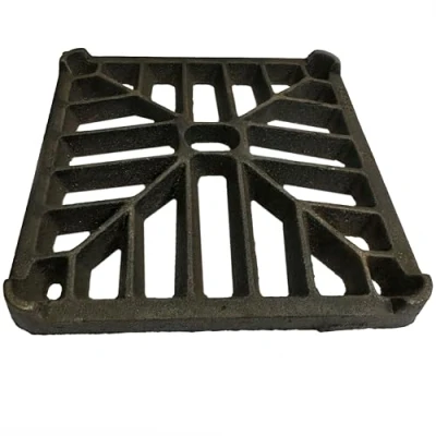 Image of 5&quot; x 127mm 9mm thick Square Cast Iron Gully Grid / Grate Heavy Duty Drain Cover Black Satin Finish