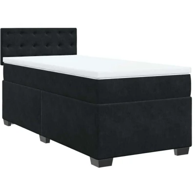 Image of vidaXL Box Spring Bed with Mattress Black 90x200 cm Velvet