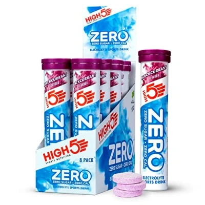 Image of HIGH5 ZERO Electrolyte Tablets Hydration Enhanced with Vitamin C 0 Calories &amp; Sugar Free Boost Hydration, Performance Wellness Blackcurrant, 160 (20x, Pack of 8)