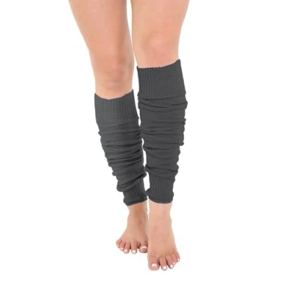 Image of Crazy Chick® Deluxe Luxurious Ladies 80&#039;s Plain Ribbed Leg Warmers Legwarmers 12 Color TU (Grey)
