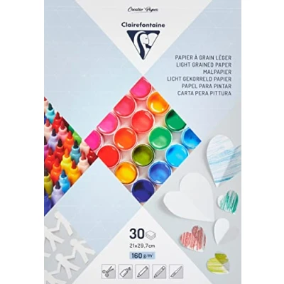 Image of Clairefontaine Ref 97242C PaperTouch Drawing &amp; Painting Paper (Pack of 30 Sheets) A4 (210 x 297mm) in Size, 160gsm Suitable for Pens, Pencils, Felt Tips White