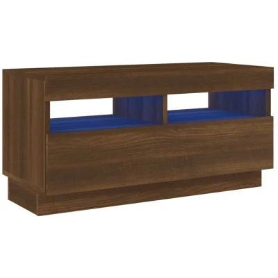 Image of vidaXL TV Cabinet with LED Lights Brown Oak 80x35x40 cm