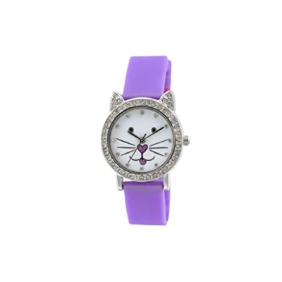 Image of Tikkers Children&#039;s Quartz Watch with White Dial Analogue Display and Purple Silicone Strap TK0107