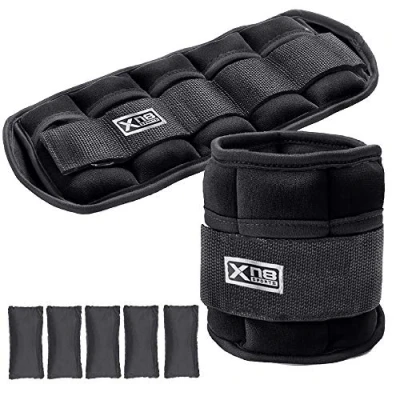 Image of Xn8 Sports Ankle Weight Adjustable, Removable Leg Weights, Wrist &amp; Weights Pair for Running, Jogging, Walking, Fitness, Yoga, Gymnastics, Aerobics, and Physical Therapy Black, 2.5 * 2kg =5Kg
