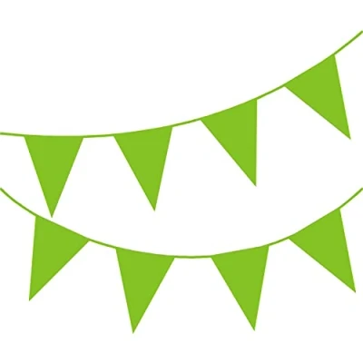 Image of Happium 10m / 32 ft Solid Colour Bunting Flags Banner Pennant Party Decoration Garland (Green)