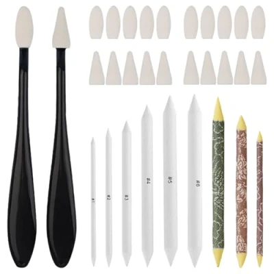 Image of TRKETK 31 Pcs Drawing Stumps, Sketch Tools Art Blending Set Stumps and Tortillions Paper Blenders Supplies for Artist DIY Sketching
