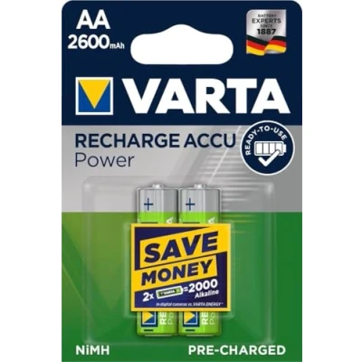 Image of Varta rechargeable batteries, AA 2600 mAh (discharge protection) set of 2