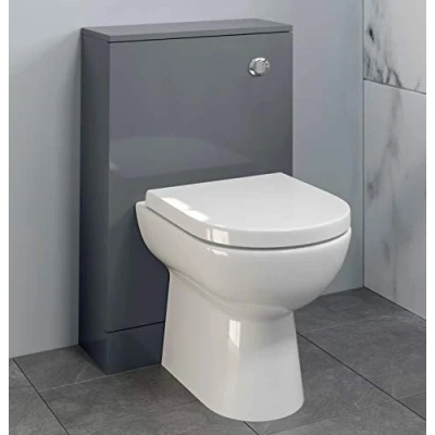 Image of AURORA Bathroom 500 x 215mm Back To Wall BTW Toilet Cistern Unit Only Grey Gloss Modern