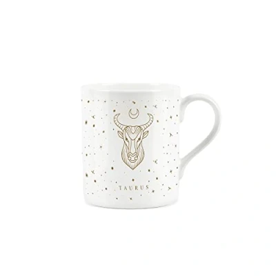 Image of Purely Home Taurus Gold Star Sign Mug Small Fine Bone China White Coffee/Tea Present Zodiac Gift