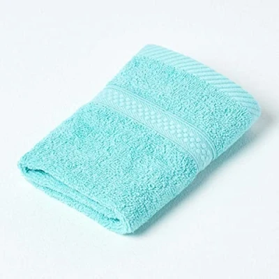 Image of HOMESCAPES Aqua Turkish Cotton Hand Towel Super Soft Thick &amp; Absorbent 500 GSM Heavy Weight for everyday Luxury