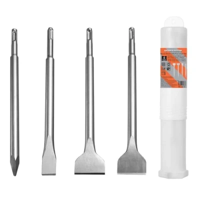 Image of HPMAISON SDS Plus Chisel Set, 4 Piece Hammer with Tile Stone and Concrete Set Packed in a Practical Rotating Box
