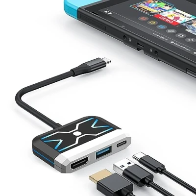Image of Switch Dock for Nintendo Switch/OLED Switch,3 in 1 Mini TV with 4K HDMI USB 3.0 Port C PD 100W Charging,Travel Portable