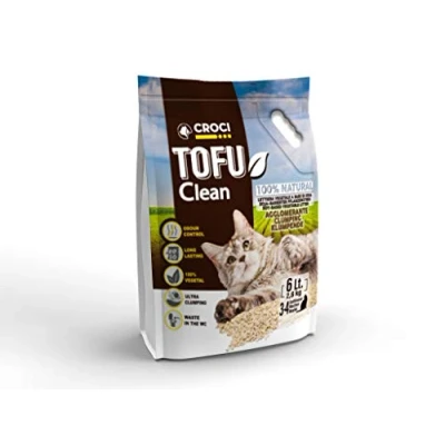 Image of Croci Tofu Clean Litter 6L Clumping Cat Litter, Biodegradable, flushes down the toilet, 100% vegetable, Long lasting Anti odor Sand