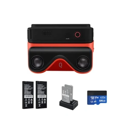 Image of Kandao 3D Camera, 180 Degree Dual Lens Stereoscopic Action 2.54&quot; Touch Screen, Viewer Instant Display, QooCam EGO, Black Kit.