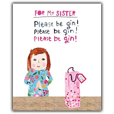 Image of Emotional Rescue Sister BIRTHDAY CARD, Gin Card For Sister, Funny Please, Paper Salad. Multi, ZFW9400