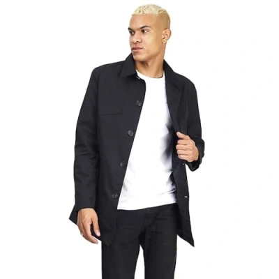 Image of Brave Soul Mens Black &#039;Prince&#039; Lightweight Button Through Mac Size X Large