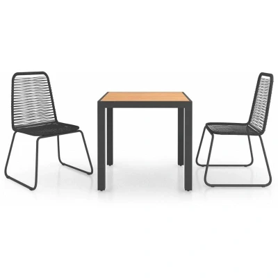 Image of vidaXL 3 Piece Garden Dining Set PVC Rattan Black and Brown
