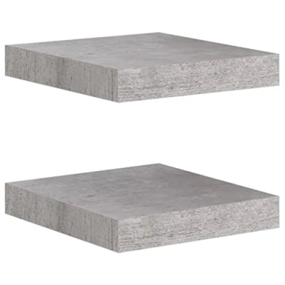 Image of vidaXL Floating Wall Shelves Set of 2, Concrete Grey, Modern Style, Honeycomb MDF and Metal, Invisible Mounting Measures 23x23.5x3.8 cm