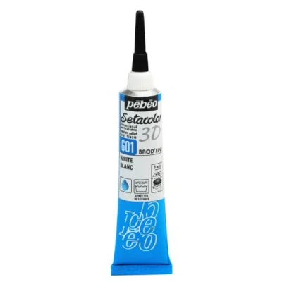 Image of Pebeo Setacolour 3D Brod&#039;Line Assorted Colours 20ML, WHITE