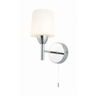 Image of Spa Aquarius Wall Light with Pull Switch Opal Glass and Chrome
