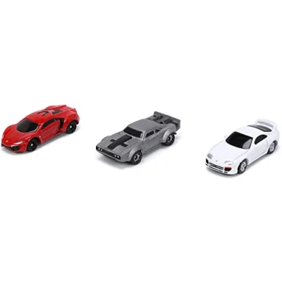 Image of Jada Toys 253201004 Fast &amp; Furious 3 Pack Nano Cars Wave 4, wheel, Lykan Hypersport, Dodge Ice Charger, Toyota Supra, White, Multicoloured