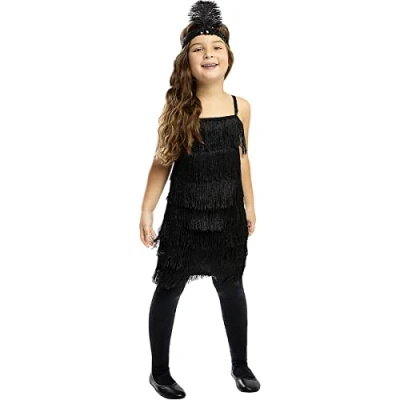 Image of Funidelia Black Flapper Costumes for girl 20s, Cabaret, Gangster, Decades kids, accessory fancy dress &amp; props Halloween, carnival parties Size 7 9 years