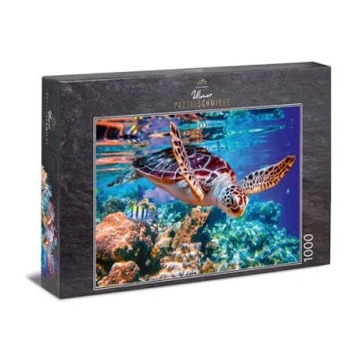 Image of Ulmer Puzzleschmiede Puzzle &quot;Sea turtle&quot;: 1000 pieces jigsaw motif of a sea turtle as colorful underwater shot