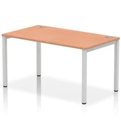 Image of Impulse Bench Single Row 1400 Silver Frame Office Desk Beech