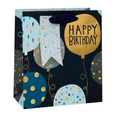 Image of Glick Luxury Gift Bag, Happy Birthday Medium Celebration Balloons Wrap 200x225x100mm, Multi Colour