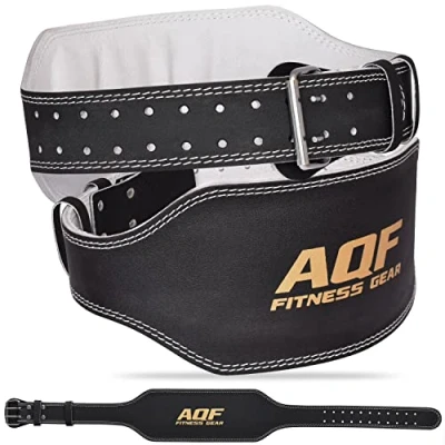 Image of AQF Weight Lifting Belt for Men Gym Fitness, 4&quot; 6&quot; Padded Lumbar Back Support, 7mm Thick Leather Training with 11 Adjustable Holes, Ideal Powerlifting, Bodybuilding