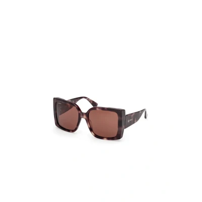 Image of Max Mara Woman MM0131 HINGE 55E Sunglasses Acetate Havana Brown Squared Normal