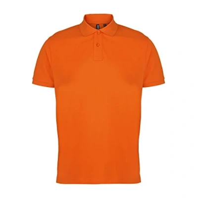 Image of Asquith &amp; Fox Mens Plain Short Sleeve Polo Shirt (Neon Orange) Cotton Size Large