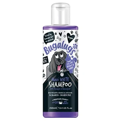Image of BUGALUGS dog shampoo Whitening &amp; Brightening coat Enhancer for all colours, best vegan puppy grooming conditioner with a Pineapple Passionfruit (250ml)