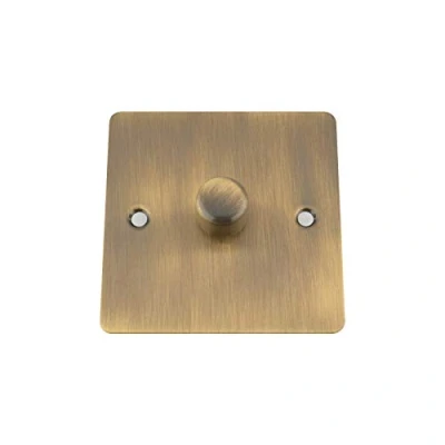 Image of Antique Brass Flat Dimmer 1 Gang 400W