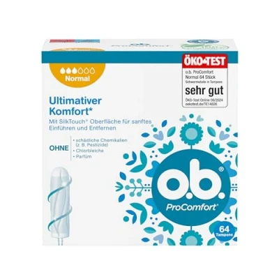 Image of o.b. ProComfort Normal Tampon for Medium to Stronger Days, Ultimate Comfort* and Reliable Protection, Pack of 64