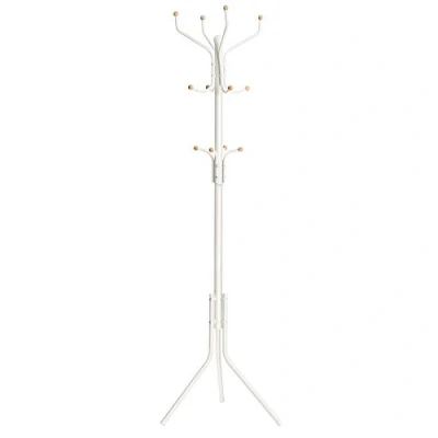 Image of SONGMICS Metal Coat Rack, Clothes Stand, Hat Handbag Hanger, 182 cm Tall Hall Tree, White RCR19W, 44 x44 x 128
