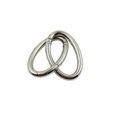 Image of 6pcs 18x28mm Spring Oval Rings,PETMALL Carabiner Snap Clip Trigger Keyring Buckle,Oval Ring for Bags,Purses (Silver) ET712