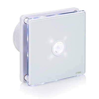 Image of STERR White Extractor Fan Bathroom 100 mm with LED + PIR Inline