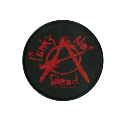 Image of Music Patch featuring a Red and Black Anarchy Logo &#039;Punk&#039;s Not Dead&#039; 8.5x8.5cm