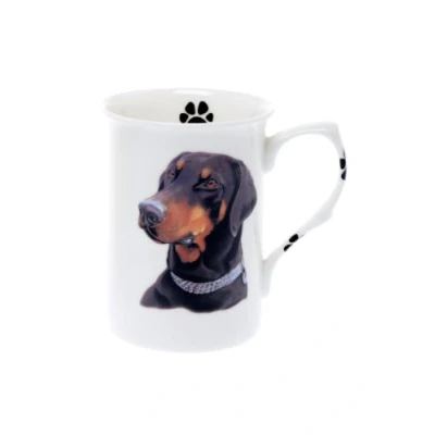 Image of (BB26) SINGLE BONE CHINA BEAKER/ MUG/CUP Dobermann dog KIRSTY JAYNE