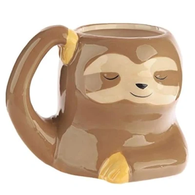 Image of Caribou Living Sloth Tan Brown 3D Ceramic Novelty Mug Cup 480ml for Hot Drinks Coffee Tea Chocolate