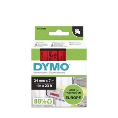 Image of Dymo 53717 24mm x 7m Black on Red Tape