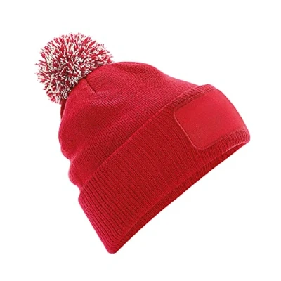 Image of Beechfield Snowstar® Patch Beanie Elegant Design Classic Red/Off White