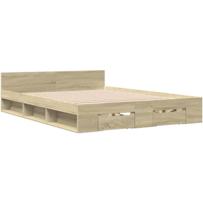 Image of vidaXL Bed Frame with Drawers without Mattress Sonoma Oak 160x200 cm