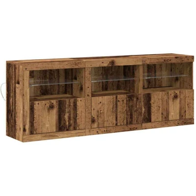 Image of vidaXL Sideboard with LED Lights Old Wood 181.5x37x67 cm Engineered