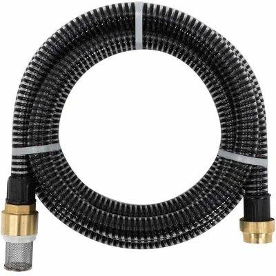 Image of vidaXL Suction Hose with Brass Connectors Black 1.1&quot; 20 m PVC